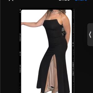 Aqua dress size small . Black with satin inside .